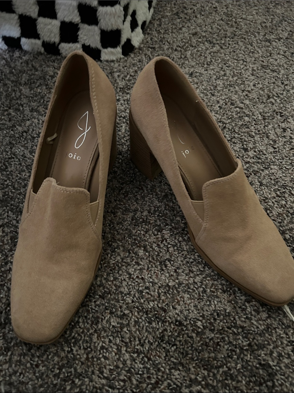 Joie Block Heel Loafers in Tan, size 8.5